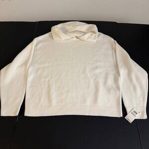 On 34th Womens Winter Ivory Cotton Blend Pullover Hoodie Sweater Medium